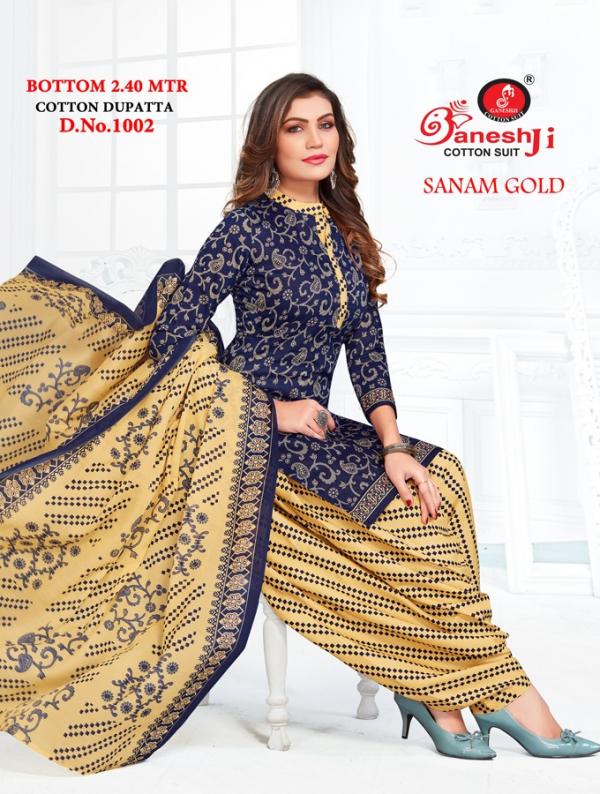 Ganeshji Sanam Gold Vol-1 indo cotton Designer Patiyala Dress Material